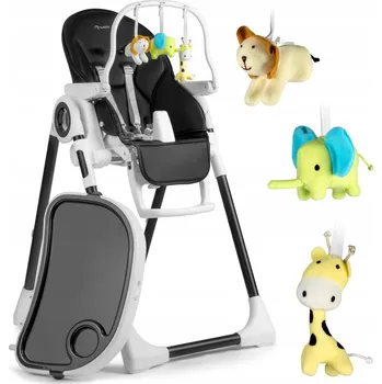 Jídelní židlička Jídelní židlička se stolkem Nukido Belo černá + hrazdička s hračkami