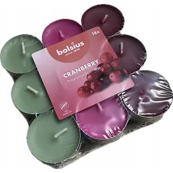 Svíčka Parafínové čajové svíčky Cranberry Bolsius 18 ks