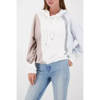 Dámská mikina MONARI FASHION & CHAMPAGNE dámská mikina tříbarevná s kamínky a kapucí