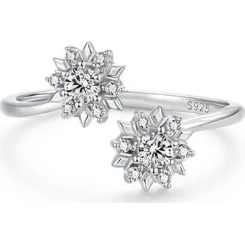 Náušnice B-TOP Otevřený prsten Ice Flower se zirkony - Stříbro 925