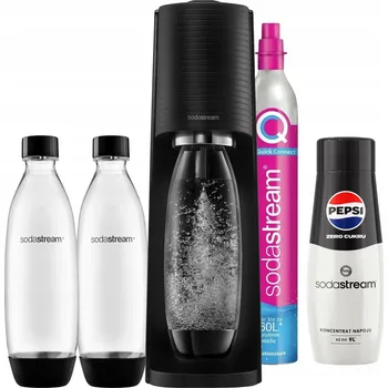 Výrobník sody Výrobník Sody SodaStream TERRA Černý pro perlivou vodu, 2 lahve + PEPSI MAX