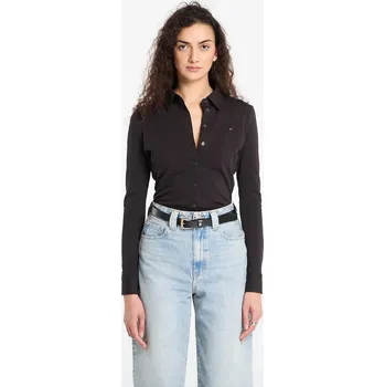 Dámské tričko Tričko Tommy Hilfiger 1985 Slim Pique Btn Down Ls Black L