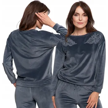 Dámská mikina MIKINA sametová mikina MORAJ módní BEZ KAPUCE s výšivkou, pohodlná, grafitová