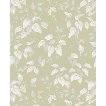 Tapeta ZELENÁ TAPETA DO OBÝVÁKU S ROSTLINNÝM MOTIVEM LISTŮ