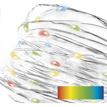 Vánoční světelný řetěz Vánoční nano LED řetěz Emos, 1,9 m, 2x AA, pro vnitřní použití, vícebarevný, časovač