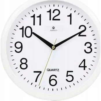 Hodiny BÍLÉ ČITELNÉ KULATÝ TICHÉ HODINY NÁSTĚNNÉ PERFECT WC 3001 30 cm