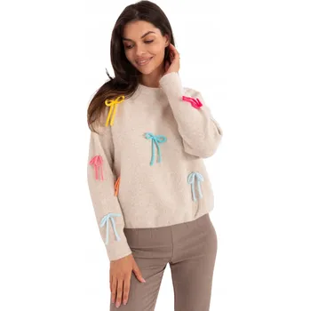 Dámský svetr Dámský svetr oversize s barevnými mašličkami