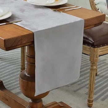 ubrus SAMETOVÝ BĚHOUN NA STŮL ŠEDÝ 35x180 cm