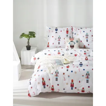 Povlečení POVLEČENÍ VÁNOČNÍ ZIMNÍ 160x200cm 100% BAVLNA SATÉNOVÉ SOUPRAVA BÍLÁ