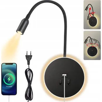 Lampička LAMPIČKA NA ČTENÍ K POSTELI, LAMPA NA ČTENÍ NA ZEĎ, S VYPÍNAČEM