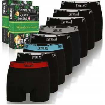 Boxerky Everlast Pánské boxerky Sada Černé Guma Bavlna Balení 8 Kusů Vel. M