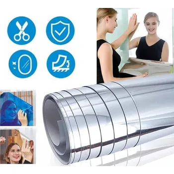 Zrcadlo FÓLIE ZRCADLOVÁ NALEPOVACÍ SAMOLEPICÍ ZRCADLO NA NÁBYTEK ZE STĚNY 200X60 CM