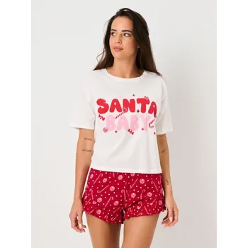 Dámské pyžamo Sinsay - Vánoční pyžamo s nápisem „Santa Baby“ - krémová - 201GF-01X - 201GF-01X-XL