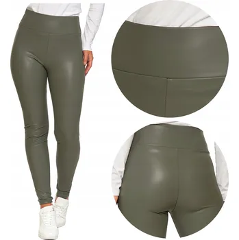 Dámské legíny DÁMSKÉ LEGÍNY S VYSOKÝM PASEM EKO KŮŽE MORAJ ZELENÉ vel. S