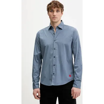 Pánská košile Košile HUGO Ermo pánská, černá barva, slim, s klasickým límcem, 50500216 55X, vel. XXL