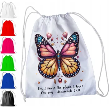 Obraz BÍLÝ SÁČEK DO ŠKOLKY, ŠKOLY, NA TV - MOTÝLI DÁREK