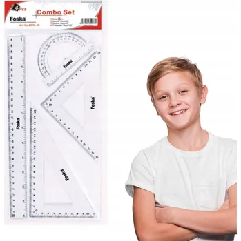 Sada pravítko, trojúhelník a úhloměr, zestaw geometryczny