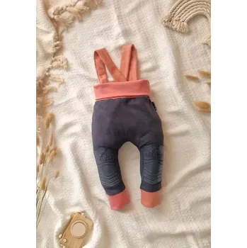 POLEZU+ Protiskluzové kalhoty s kšandami 2v1 - RŮŽOVÁ (Protiskluzové dětské kalhoty s kšandami)