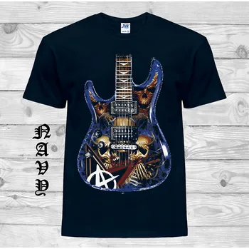 panske-levne-bavlnene-tricko-potisk-hororova-kytara Barva: Navy - tmavě modrá, velikost: 5XL