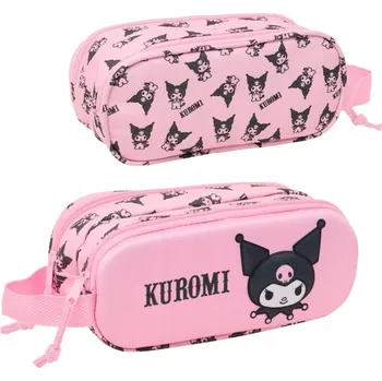 Penál SAFTA ŠKOLNÍ DVOUKOMOROVÝ PENÁL RŮŽOVÝ POUZDRO TUBA KUROMI 3D POTISK