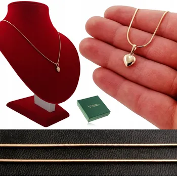 Náhrdelník ZLATÝ DÁMSKÝ NÁHRDELNÍK SE SRDÍČKEM KLASICKÉHO VZHLEDU NA ŘETÍZKU TYPU HADÍ KŮŽE 50 CM