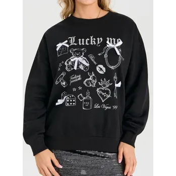 Pánská mikina Sinsay - Mikina s kulatým výstřihem s potiskem a mašlemi - černá - 896HJ-99X - 896HJ-99X-M