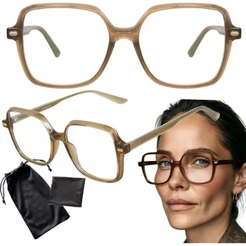 Dámské brýle bez dioptrií čtvercové hnědé nerd velké lehké TR90 antireflexní