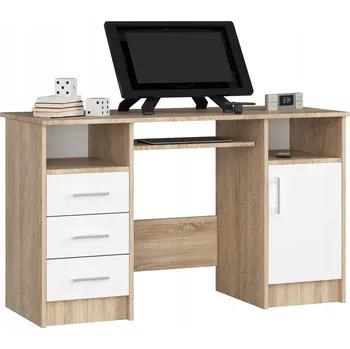 Psací stůl Psací stůl do pracovny 124 sonoma bílý se 3 zásuvkami