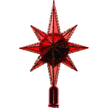 Vánoční ozdoba UH Špička hvězda na stromek 15cm, červená v blistru