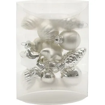 Vánoční ozdoba UH Set skleněných ozdobiček stříbrných, 2,5cm