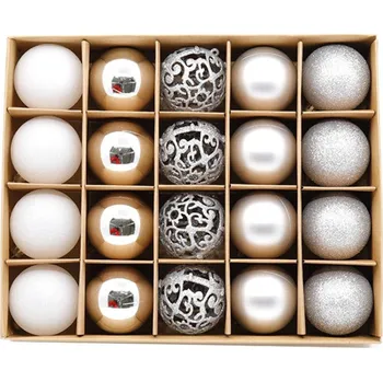 Vánoční ozdoba UH Set 20 koulí 6cm, mix dekorů, bílo-stříbrné