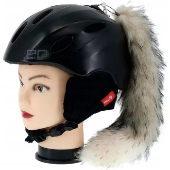 Vánoční ozdoba OZDOBA NA LYŽAŘSKOU/MOTOCYKLOVOU PŘILBU - LIŠČÍ OCAS BÉŽOVO-BÍLÝ