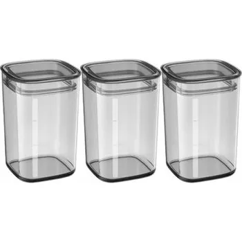 Dóza na potraviny Sada 3 Kuchyňských Dóz na Sypké Potraviny Koření s Víčkem 0,65 l