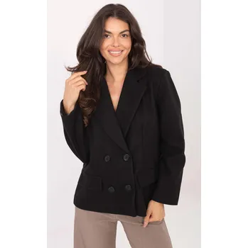 Dámský kabát Krátký dvouřadý kabát model 55902 černý