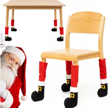Vánoční dekorace Vánoční návleky na nohy židlí - Santa Claus, 4 ks