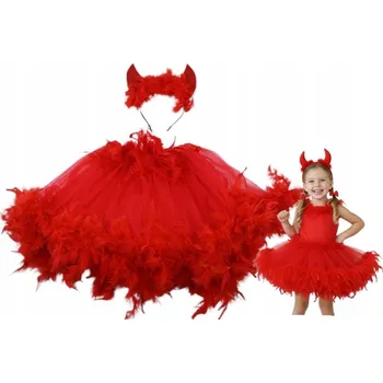 Karnevalový kostým ČERT HALLOWEEN VÁNOČNÍ HRA KOSTÝM KARNEVALOVÝ PRO DÍVKU SUKNĚ ROHY