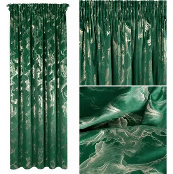 Obraz Závěs Na Pásce Sametový 140x270 NAIRA zelená+zlatá Eurofirany Háčky