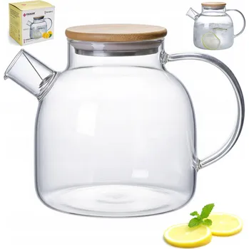 Konvice na čaj Skleněný džbán s kovovým sítkem a víkem na čaj, bylinky a nápoje 1,5 l