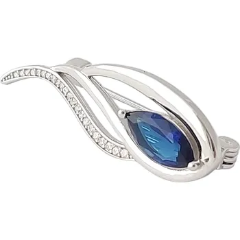 Brož Stříbrná brož s modrým zirkonem – elegantní dámský šperk