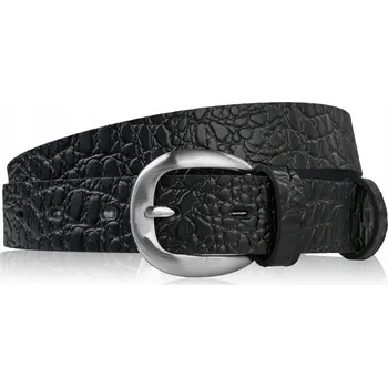 Opasek Pásek dámský kožený 110 cm ke kalhotám úzký černý croco stříbrná spona