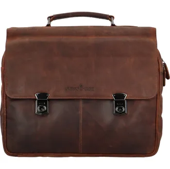 Pánská aktovka Stylová pánská kožená pracovní taška GW Plamen, hnědá