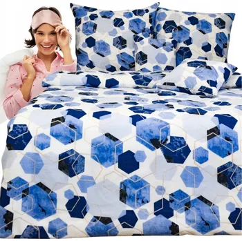 Povlečení Sada Povlečení Flanel 160x200 2x70x80 Geometrické Modré