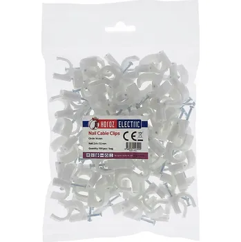 elektrický kabel HOROZ Kabelová úchytka kulatý typu FLOP průměr 14mm bílá [balení 100 ks]