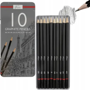 Grafitová tužka TUŽKY GRAFITOVÉ SADA TUŽEK NA SKICOVÁNÍ B H HB 10 KUSŮ