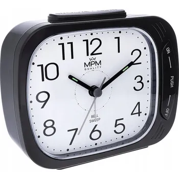 Budík ČERNÝ KLASICKÝ PŘEHLEDNÝ BUDÍK MPM C01.4250.90 HLASITÝ ALARM FUNKCE SNOOZE