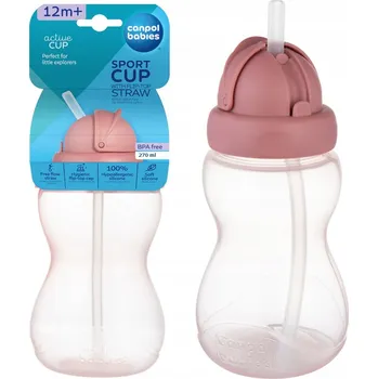 Kojenecká láhev Canpol babies Lahev Na Pití se skládací trubičkou 270 ml růžová