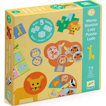 Desková hra Djeco Sada 5 her - Zvířata v savaně - Savannah Animals