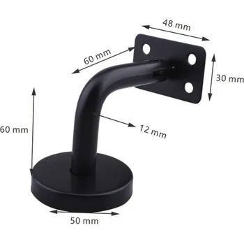 Držák madla nerez s černým lakem - 2 varianty - pro ploché nebo kruhové madlo Varianta: černý držák pro ploché madlo ploška 30x48mm