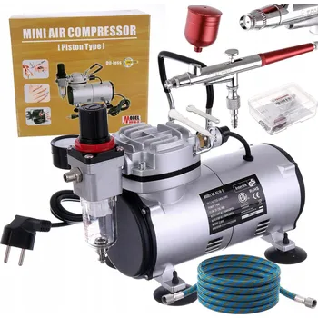 Kompresor Kompresor pro Airbrush Originál FENGDA + Airbrush RED Tryska 0,4mm Hadice 3m