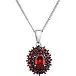 Stříbrný náhrdelník luxusní s pravými minerálními kameny rudé 12091.3 garnet